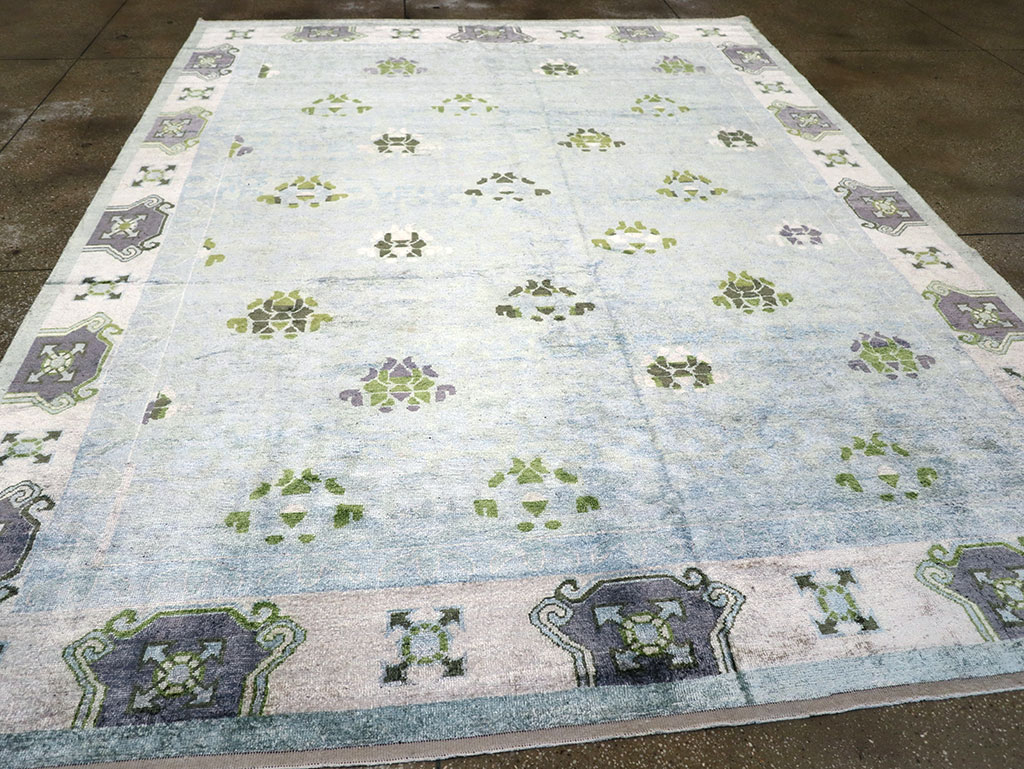 Modern East Turkestan Silk Khotan Room Size Carpet, No.33231 - Staging