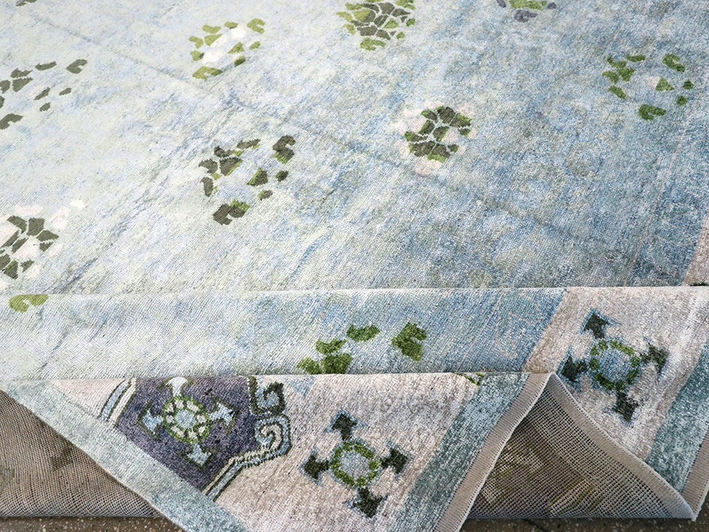 Modern East Turkestan Silk Khotan Room Size Carpet, No.33231 - Staging