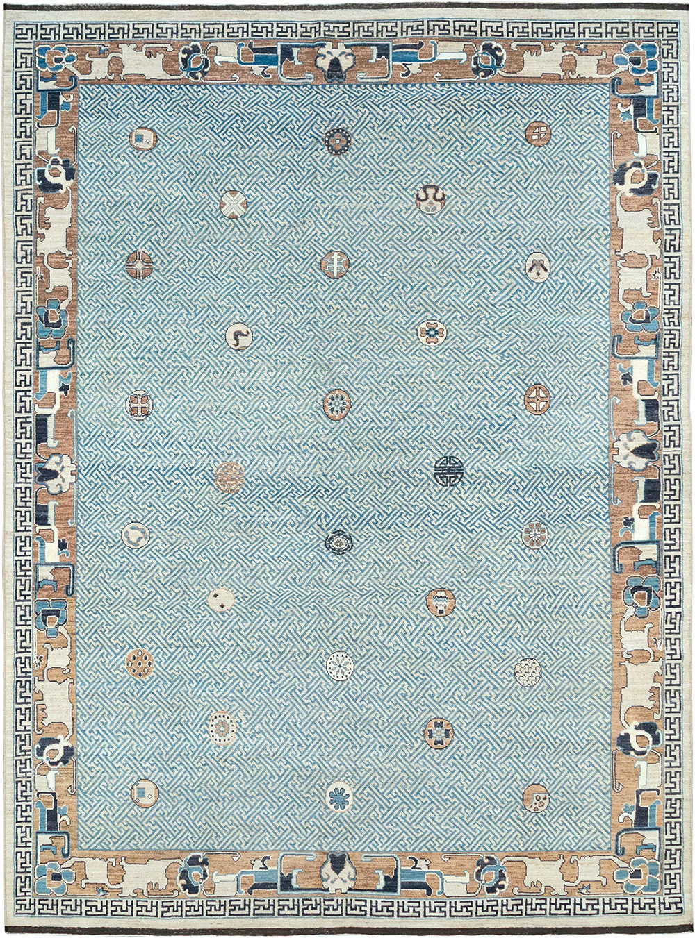 Modern East Turkestan Khotan Room Size Carpet, No.33232 - Staging