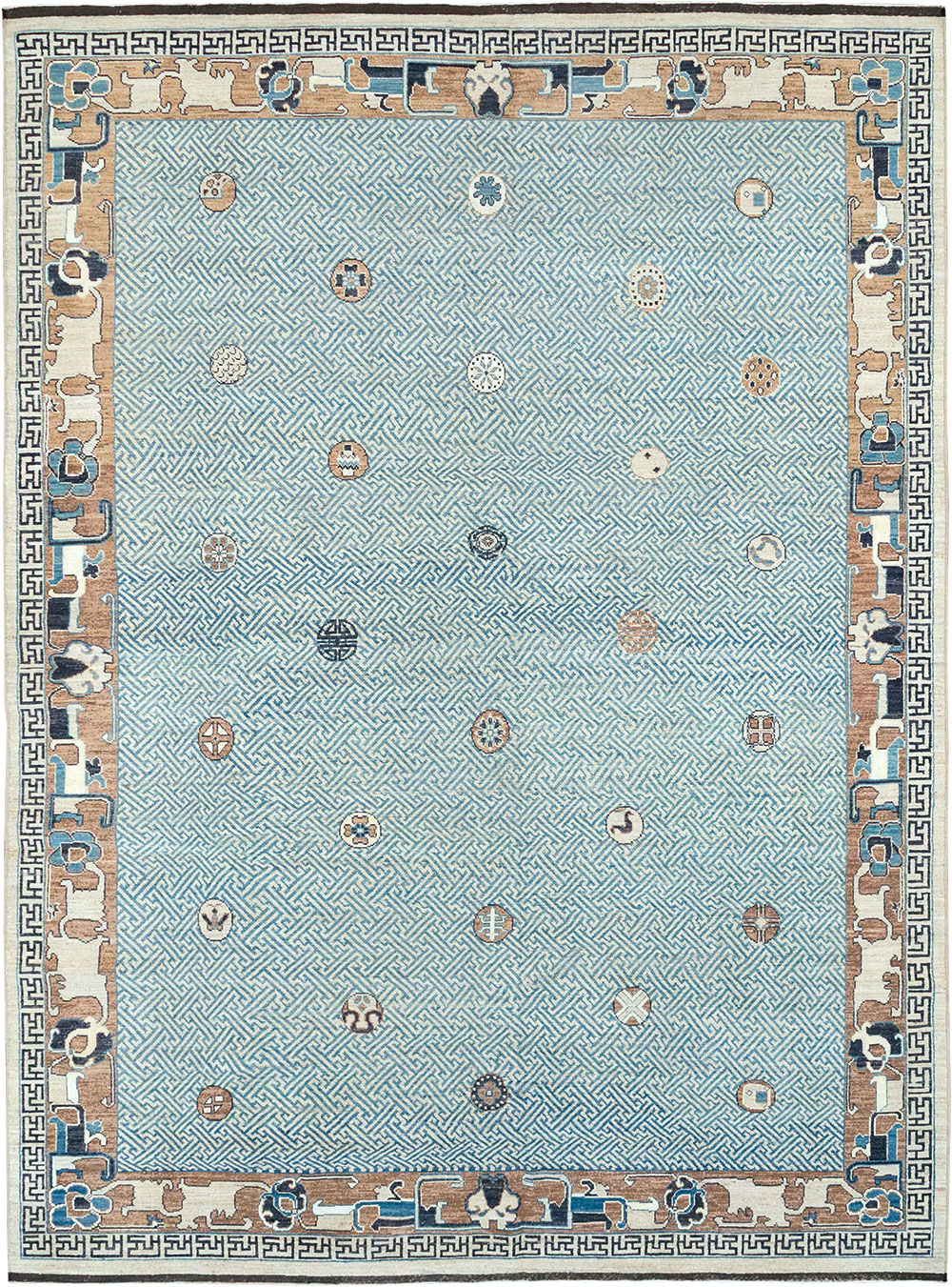 Modern East Turkestan Khotan Room Size Carpet, No.33232 - Staging