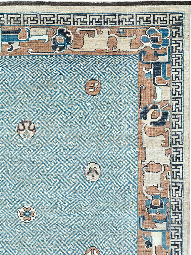 Modern East Turkestan Khotan Room Size Carpet, No.33232 - Staging