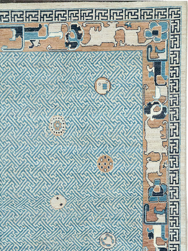 Modern East Turkestan Khotan Room Size Carpet, No.33232 - Staging