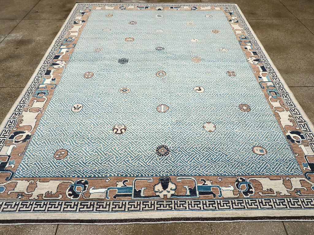 Modern East Turkestan Khotan Room Size Carpet, No.33232 - Staging