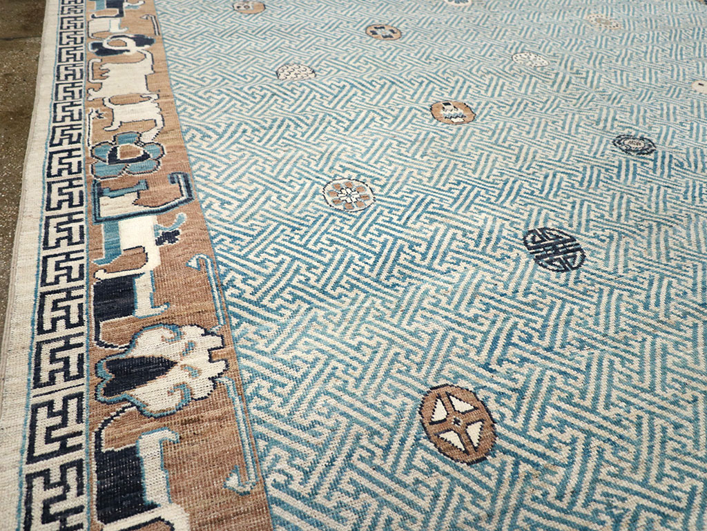 Modern East Turkestan Khotan Room Size Carpet, No.33232 - Staging