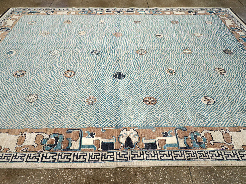 Modern East Turkestan Khotan Room Size Carpet, No.33232 - Staging