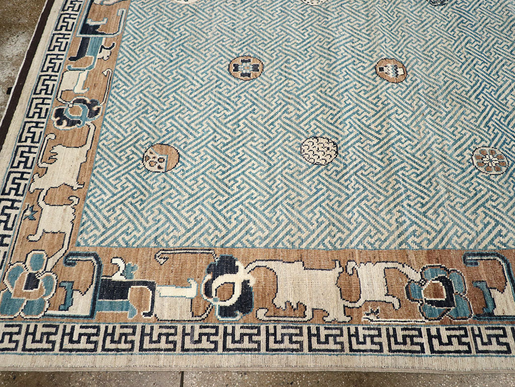 Modern East Turkestan Khotan Room Size Carpet, No.33232 - Staging