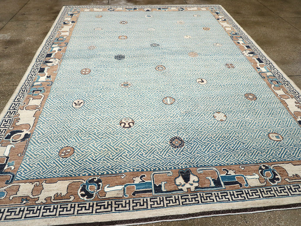 Modern East Turkestan Khotan Room Size Carpet, No.33232 - Staging