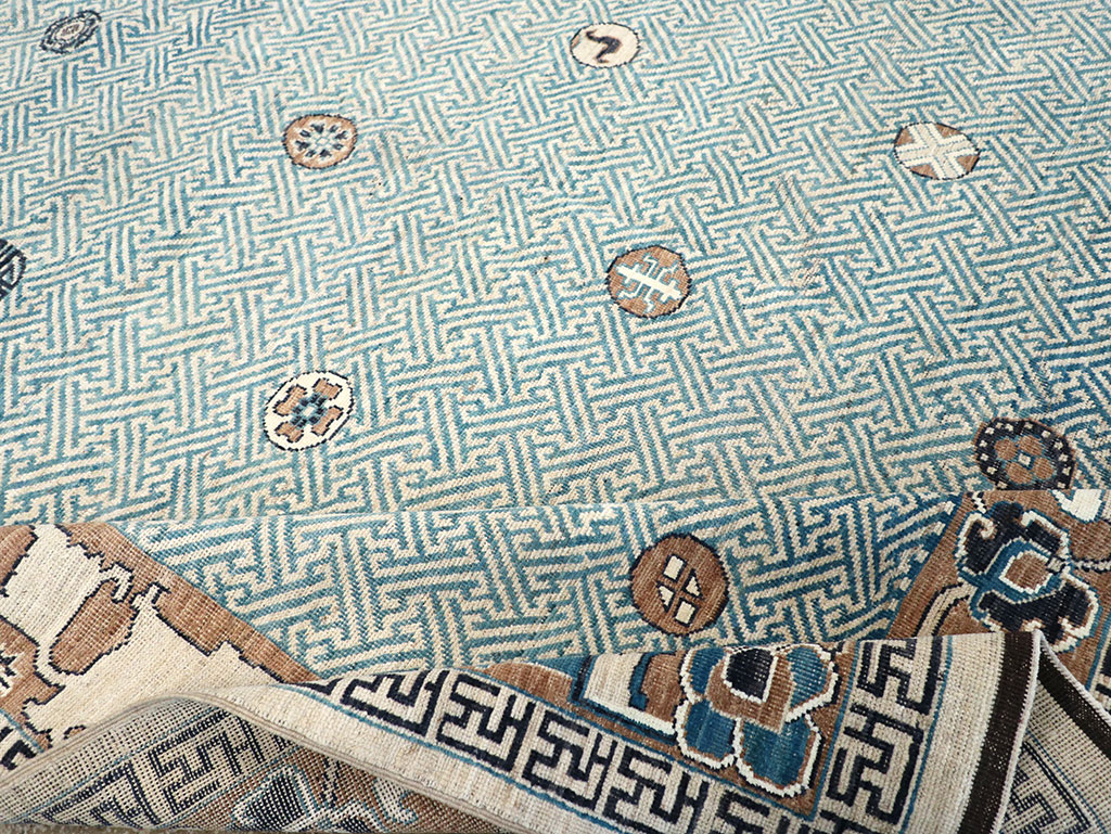 Modern East Turkestan Khotan Room Size Carpet, No.33232 - Staging