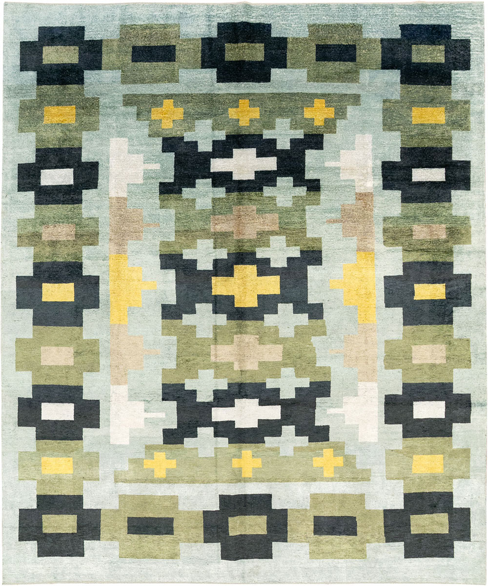 Modern East Turkestan Silk Khotan Room Size Carpet, No.33233 - Staging