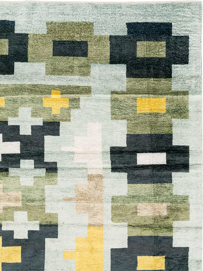 Modern East Turkestan Silk Khotan Room Size Carpet, No.33233 - Staging