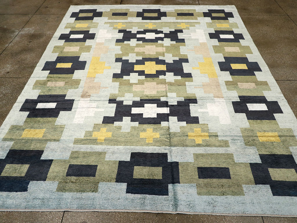 Modern East Turkestan Silk Khotan Room Size Carpet, No.33233 - Staging