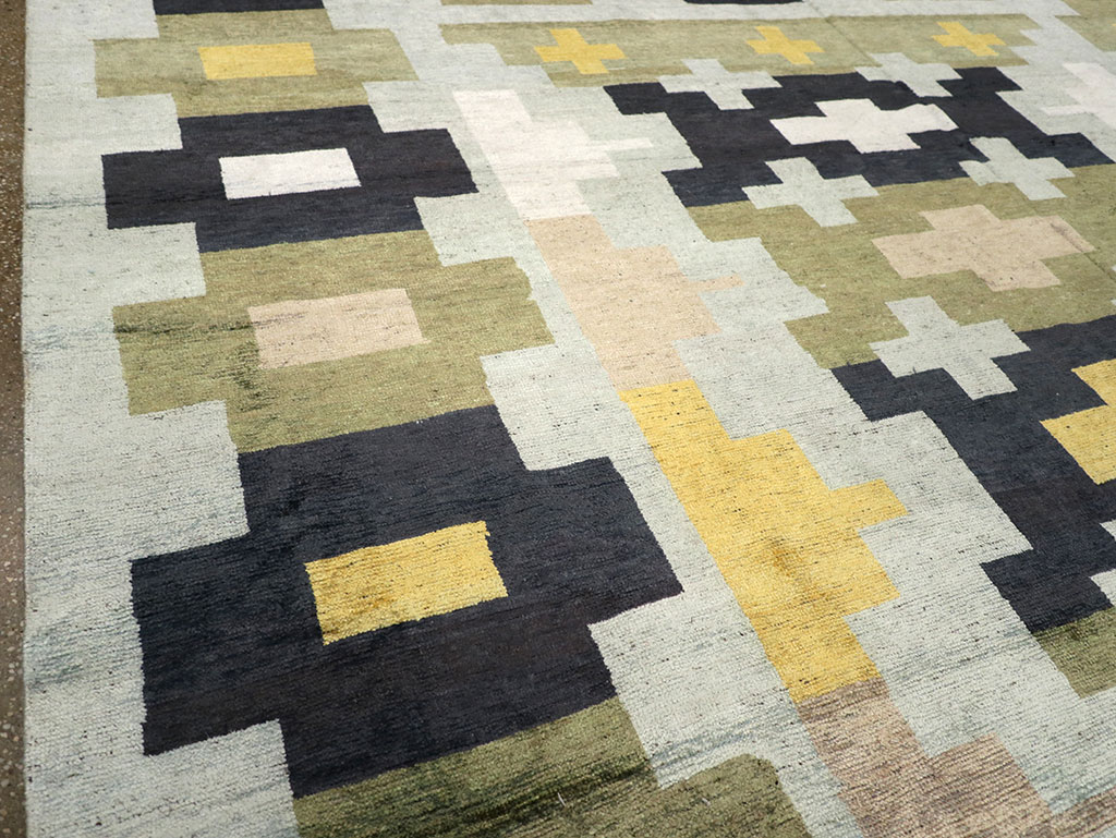 Modern East Turkestan Silk Khotan Room Size Carpet, No.33233 - Staging