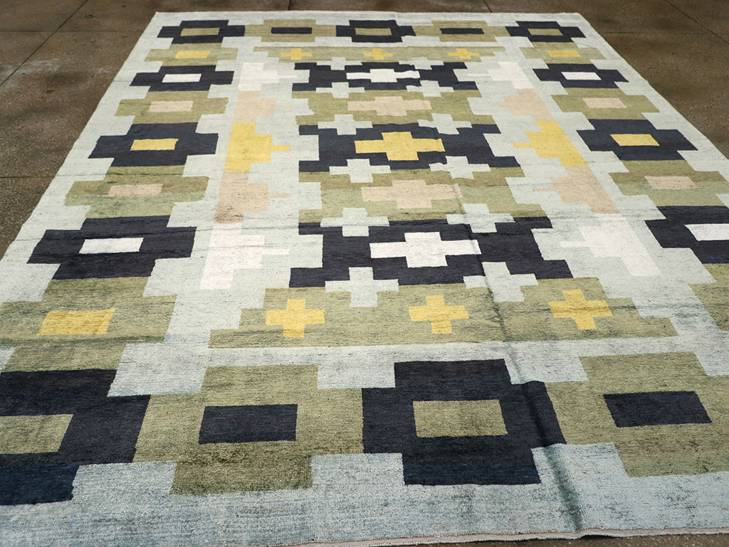 Modern East Turkestan Silk Khotan Room Size Carpet, No.33233 - Staging