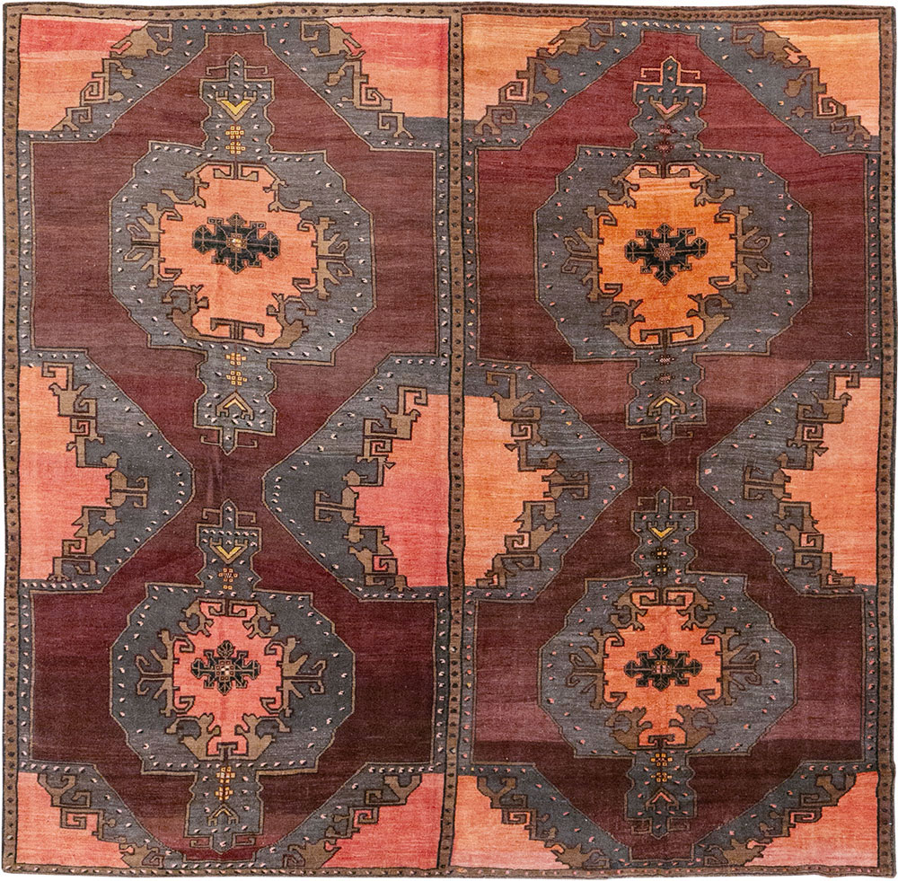 Vintage Turkish Anatolian Large Square Room Size Carpet, No.33254 - Staging