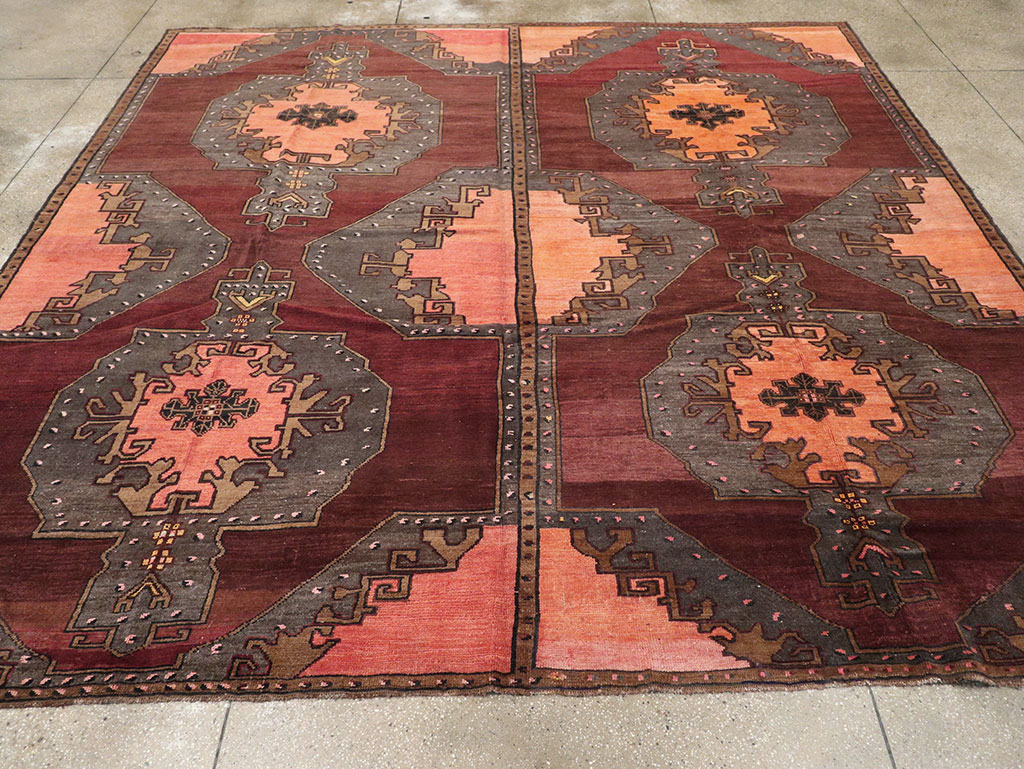 Vintage Turkish Anatolian Large Square Room Size Carpet, No.33254 - Staging