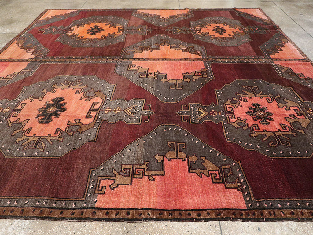 Vintage Turkish Anatolian Large Square Room Size Carpet, No.33254 - Staging