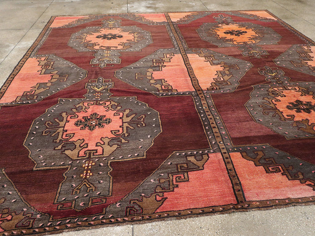 Vintage Turkish Anatolian Large Square Room Size Carpet, No.33254 - Staging