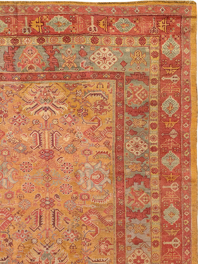 Antique Turkish Oushak Square Room Size Carpet, No.33262 - Staging