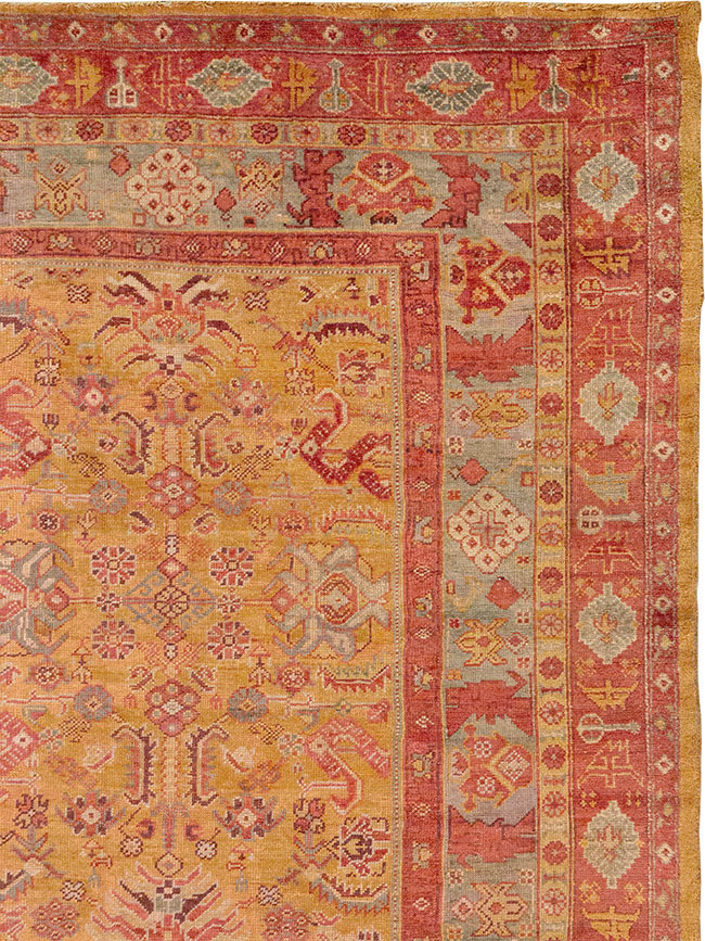 Antique Turkish Oushak Square Room Size Carpet, No.33262 - Staging