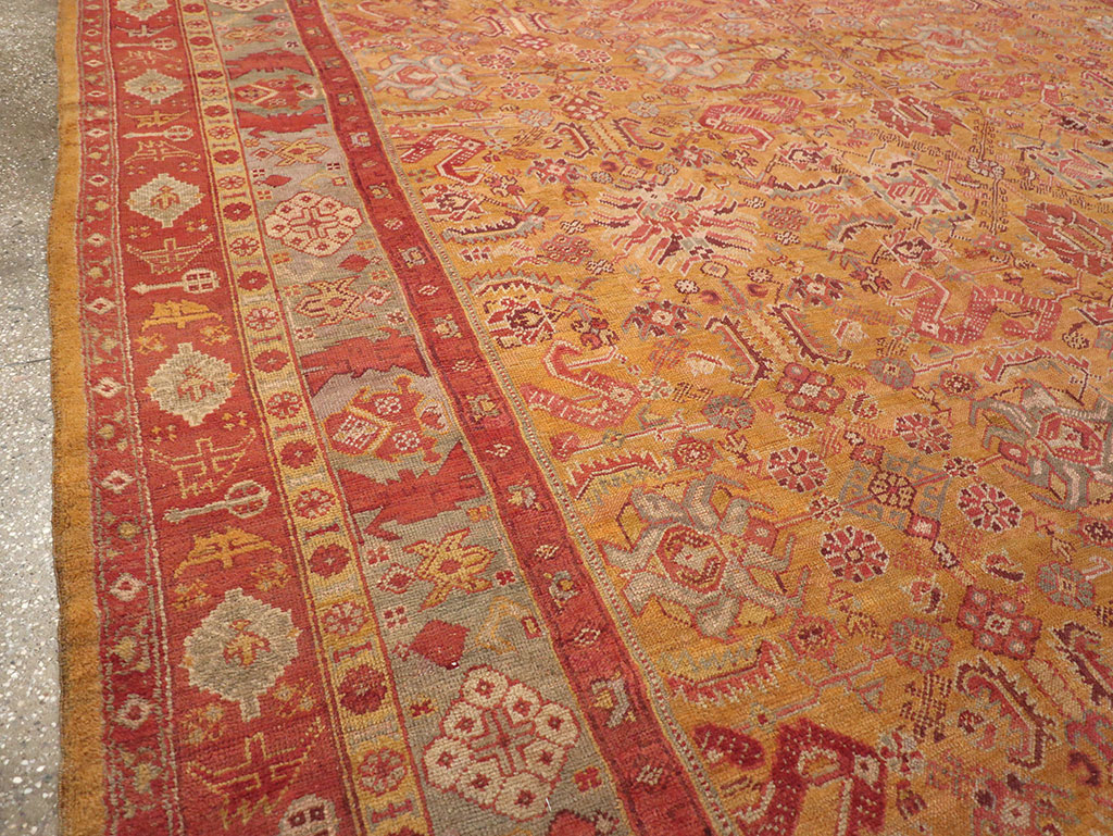 Antique Turkish Oushak Square Room Size Carpet, No.33262 - Staging