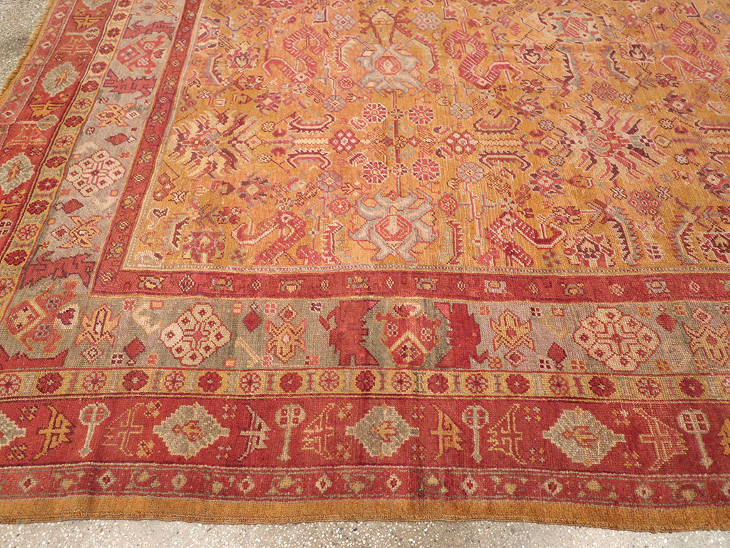 Antique Turkish Oushak Square Room Size Carpet, No.33262 - Staging