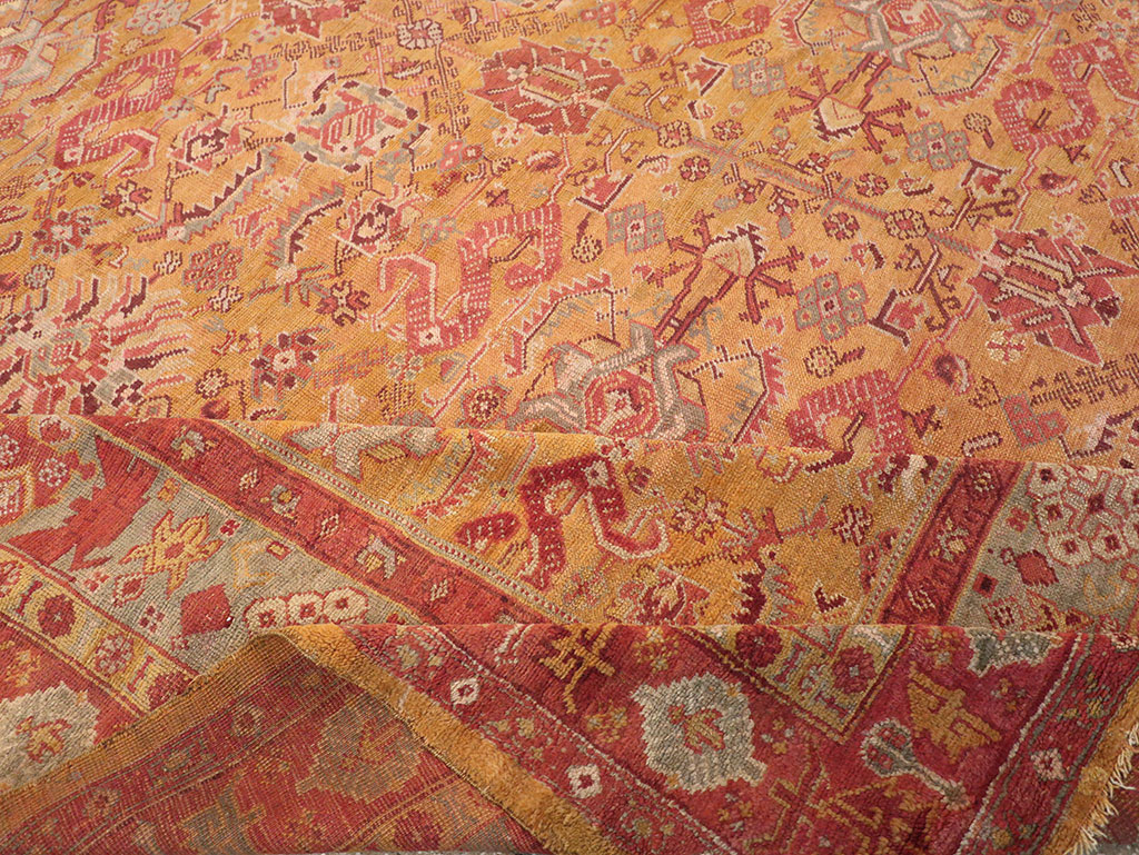 Antique Turkish Oushak Square Room Size Carpet, No.33262 - Staging