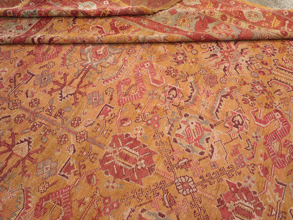 Antique Turkish Oushak Square Room Size Carpet, No.33262 - Staging