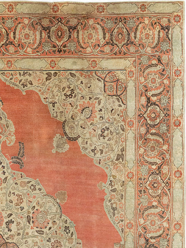Antique Persian Tabriz Room Size Carpet, No.33263 - Staging