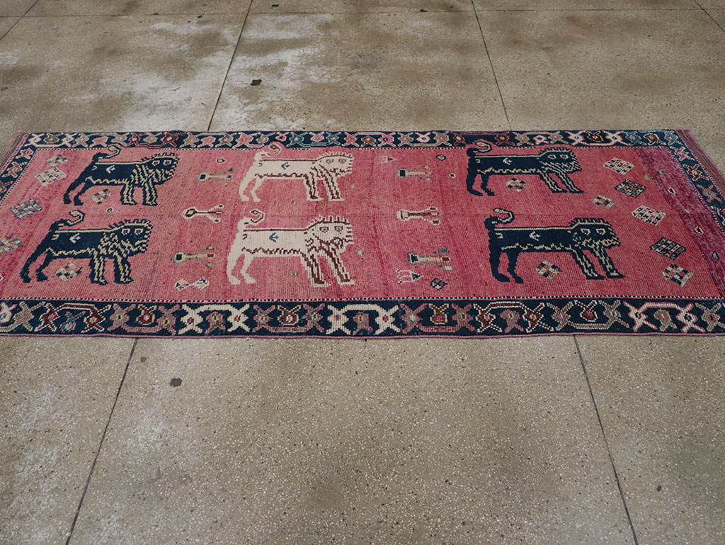 Vintage Turkish Anatolian Pictorial Runner, No.33267 - Staging