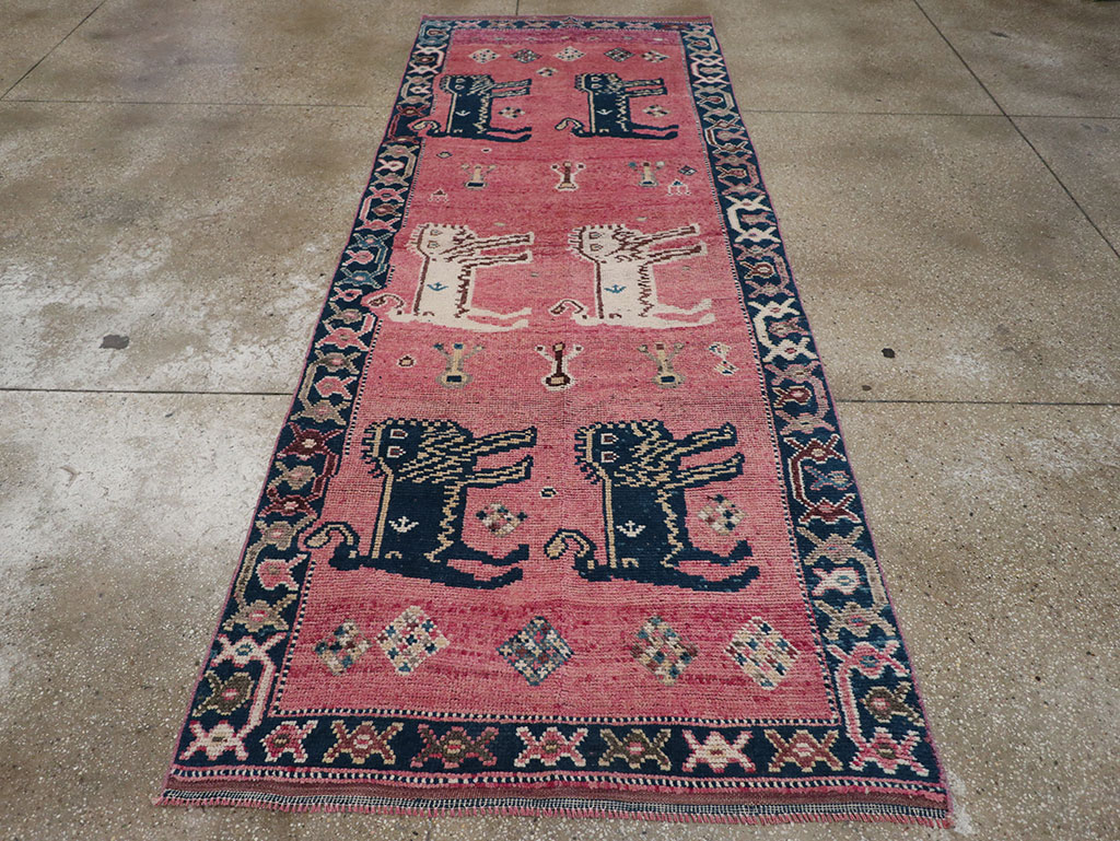 Vintage Turkish Anatolian Pictorial Runner, No.33267 - Staging