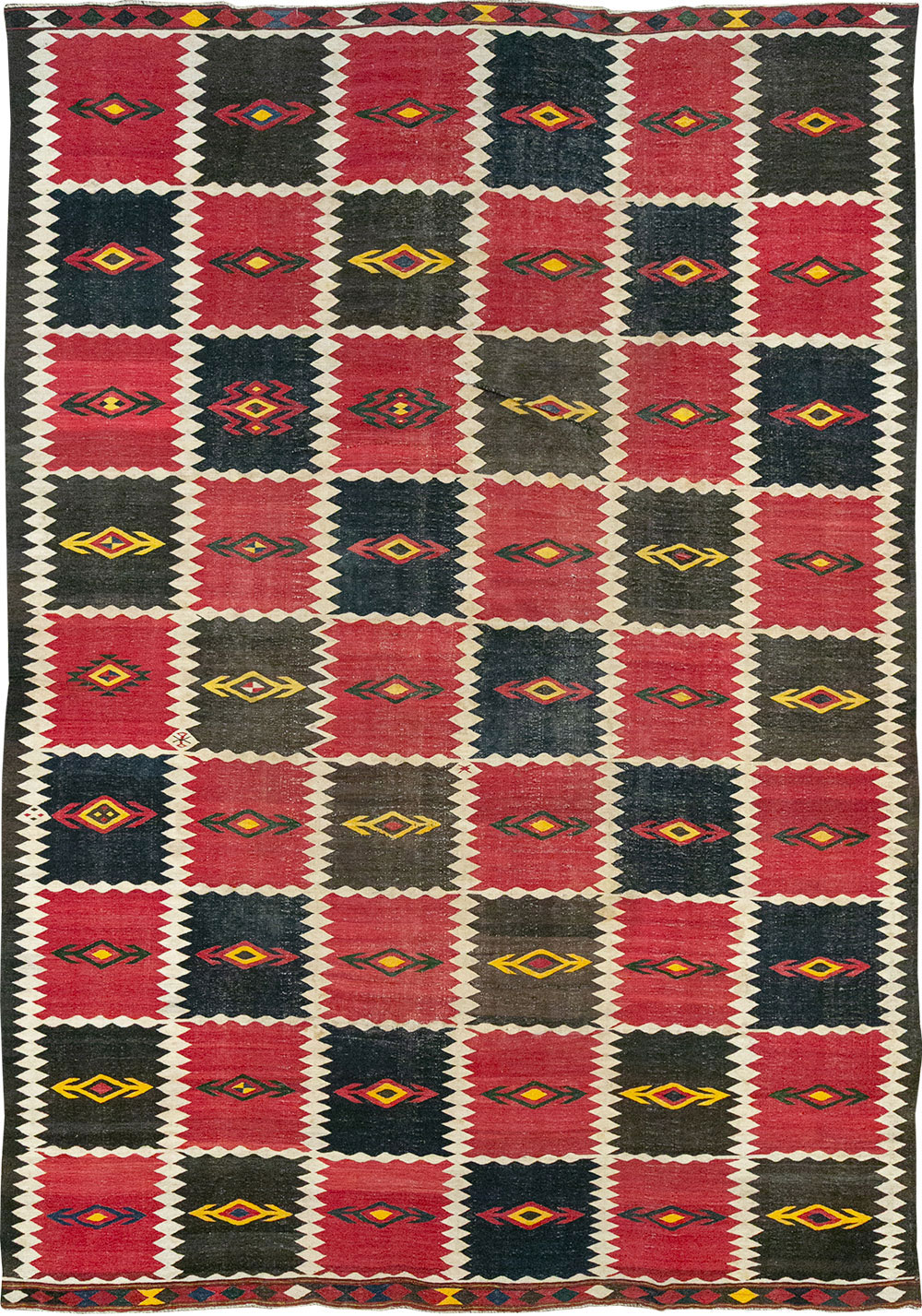 Vintage Afghan Flatweave Kilim Large Carpet, No.33270 - Staging