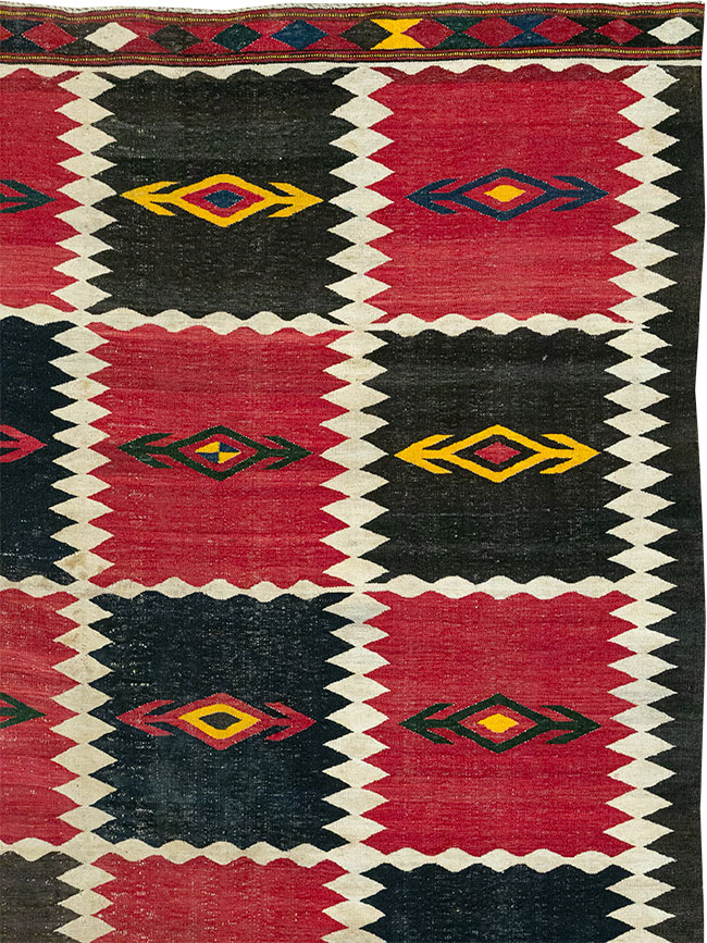 Vintage Afghan Flatweave Kilim Large Carpet, No.33270 - Staging