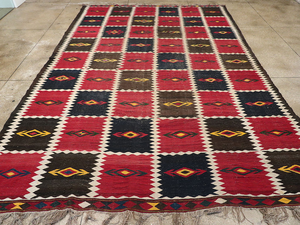 Vintage Afghan Flatweave Kilim Large Carpet, No.33270 - Staging