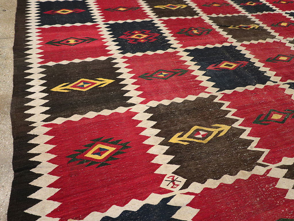 Vintage Afghan Flatweave Kilim Large Carpet, No.33270 - Staging