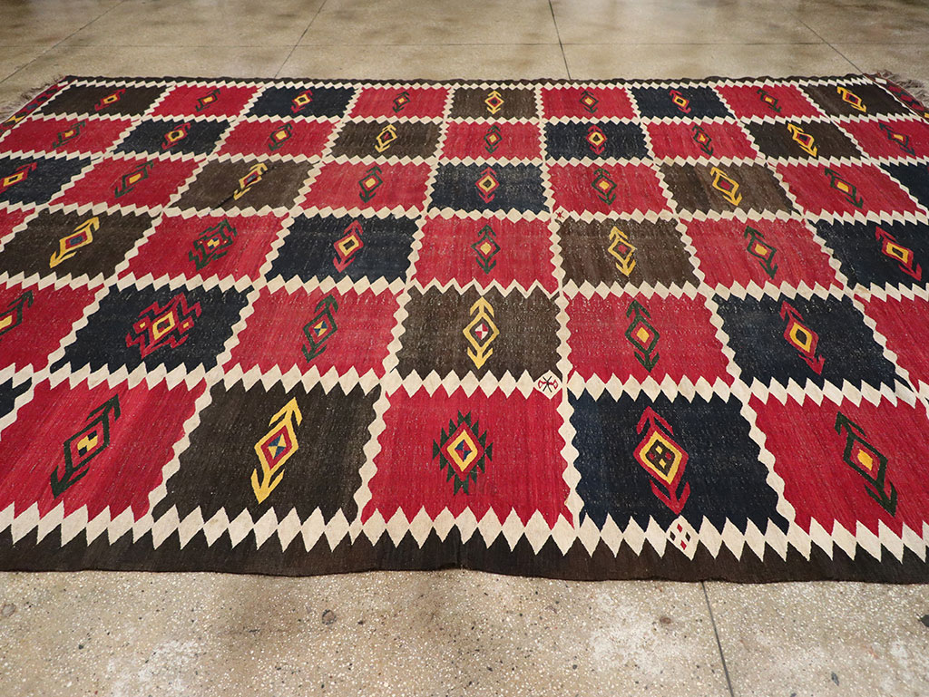 Vintage Afghan Flatweave Kilim Large Carpet, No.33270 - Staging