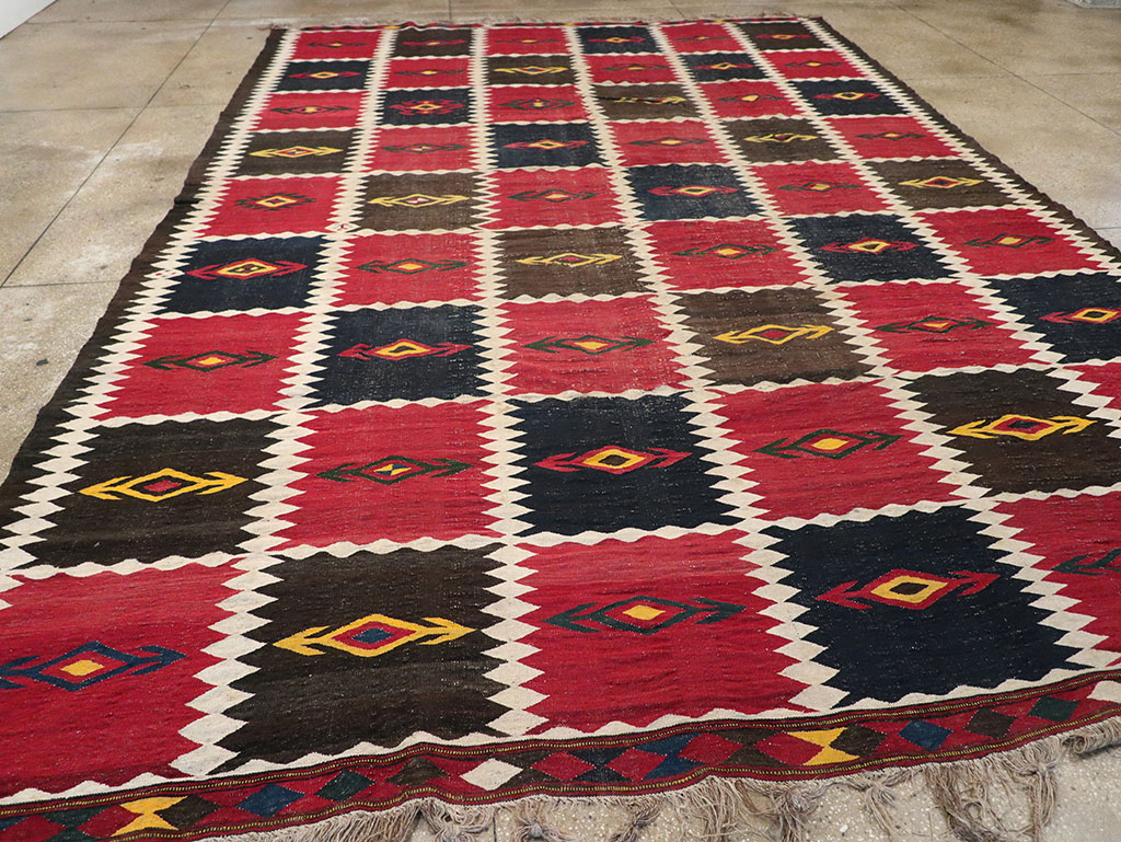 Vintage Afghan Flatweave Kilim Large Carpet, No.33270 - Staging