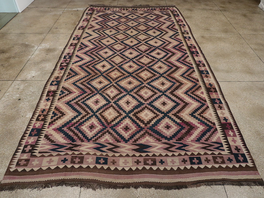 Vintage Afghan Flatweave Kilim Large Carpet, No.33271 - Staging