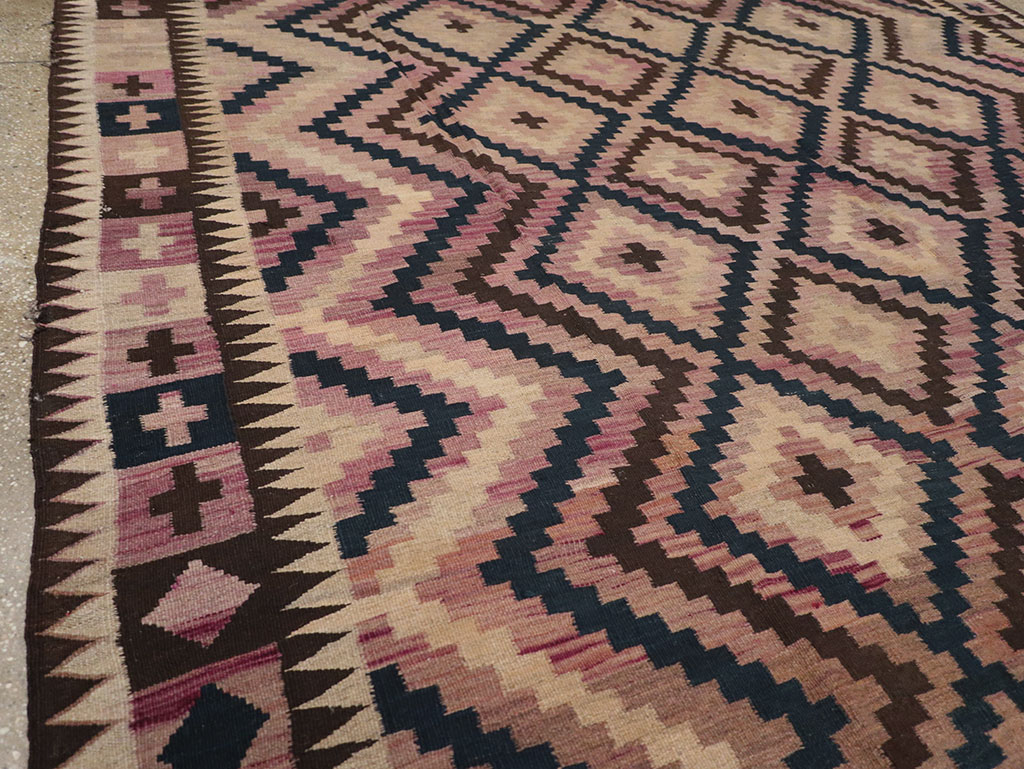 Vintage Afghan Flatweave Kilim Large Carpet, No.33271 - Staging