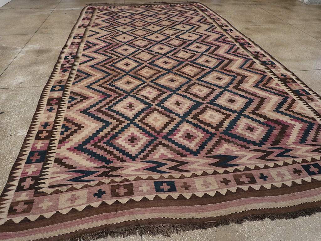Vintage Afghan Flatweave Kilim Large Carpet, No.33271 - Staging