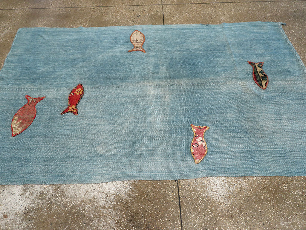 Contemporary Turkish Kilim Accent Rug, No.33272 - Staging