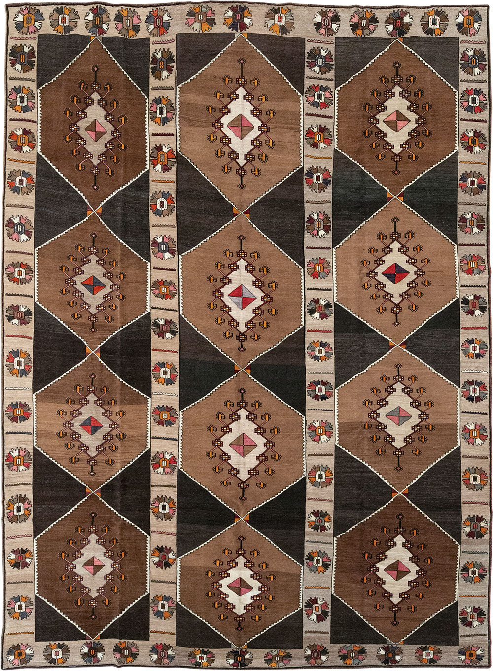 Vintage Turkish Anatolian Room Size Carpet, No.33275 - Staging