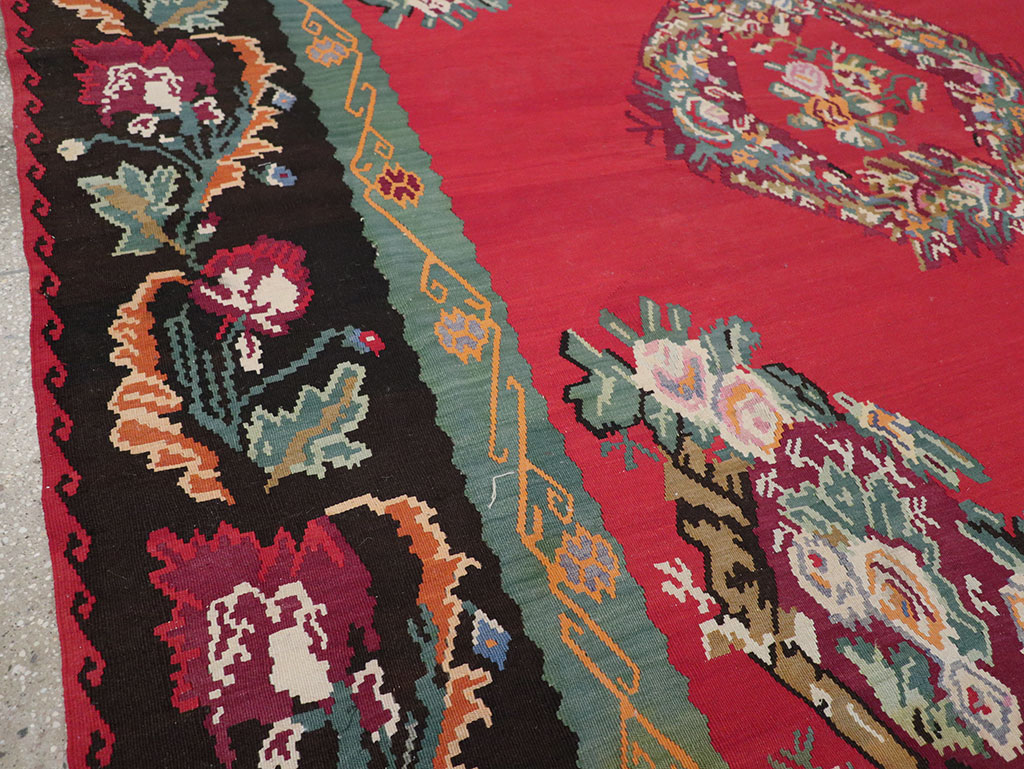 Vintage European Bessarabian Kilim Room Size Carpet, No.33279 - Staging