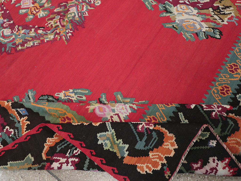 Vintage European Bessarabian Kilim Room Size Carpet, No.33279 - Staging