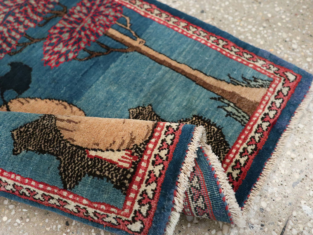 Antique Persian Kashan Pictorial Rug, No.33280 - Staging