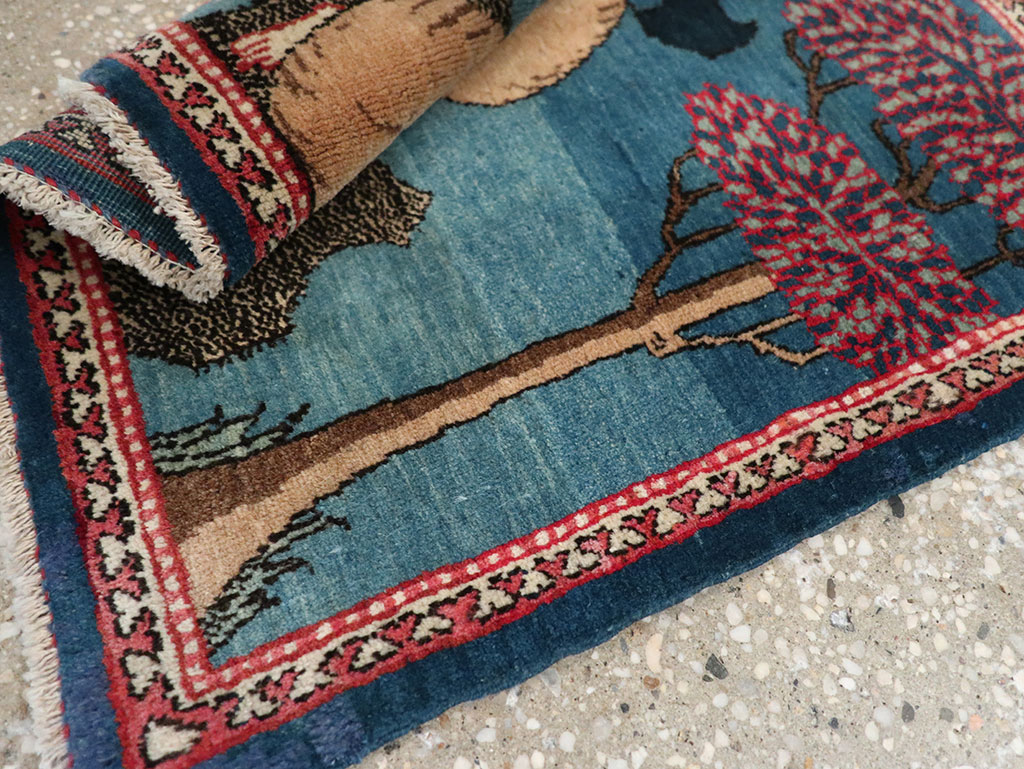 Antique Persian Kashan Pictorial Rug, No.33280 - Staging