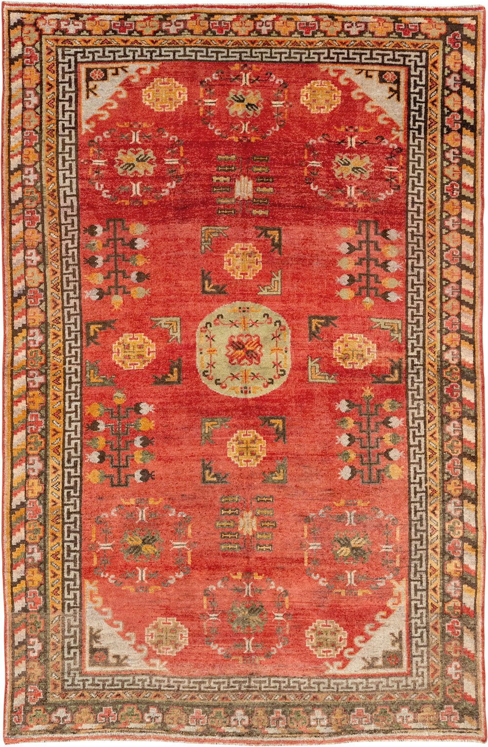 Antique East Turkestan Khotan Accent Rug, No.33282 - Staging