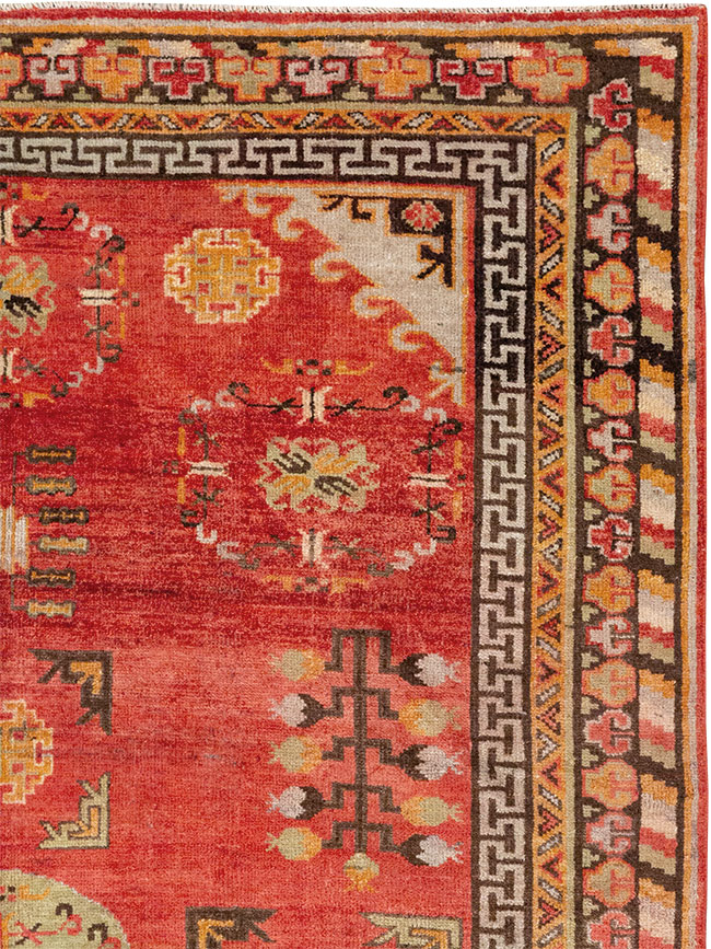 Antique East Turkestan Khotan Accent Rug, No.33282 - Staging