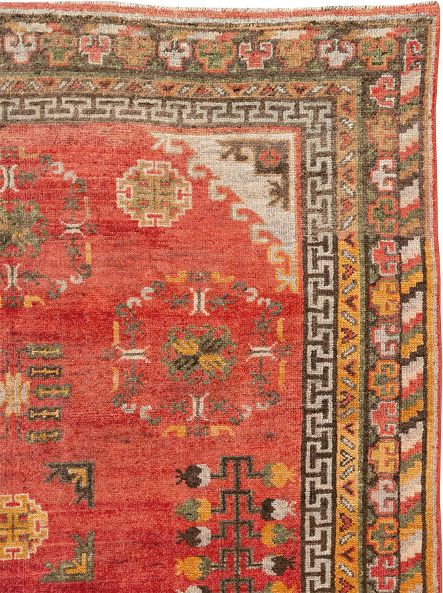 Antique East Turkestan Khotan Accent Rug, No.33282 - Staging