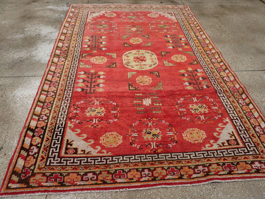 Antique East Turkestan Khotan Accent Rug, No.33282 - Staging