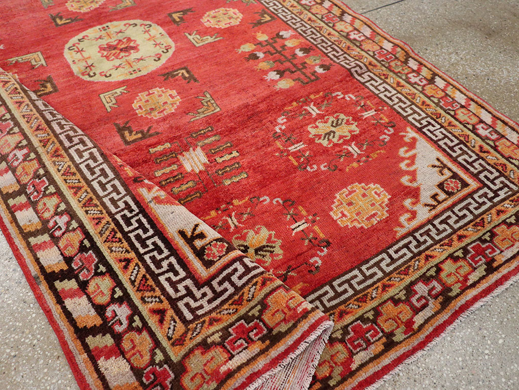 Antique East Turkestan Khotan Accent Rug, No.33282 - Staging